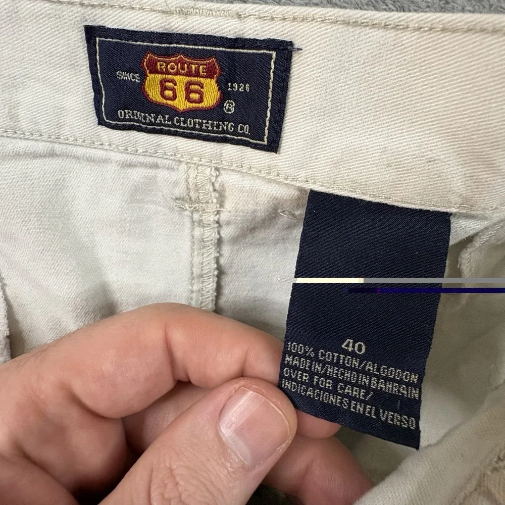 VTG Route 66 Men's 39.5x8.25 White Classic Fit Cotton Chino Shorts
